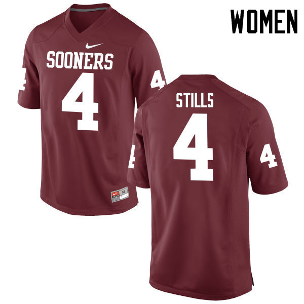 Women Oklahoma Sooners #4 Kenny Stills College Football Jerseys Game-Crimson